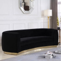 Italy design elegant hotel lobby canape velvet living room reclining 3 seat sofa in golden base